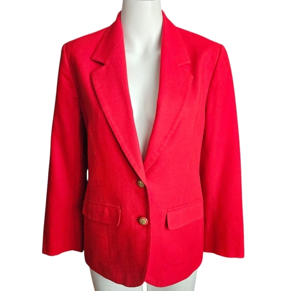 Pendleton VTG 100% Virgin Wool Red Blazer S/M Holiday Festive